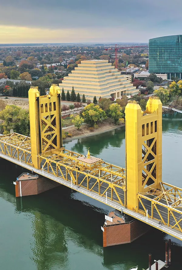 A very large yellow bridge that can be managed with a CMMS app