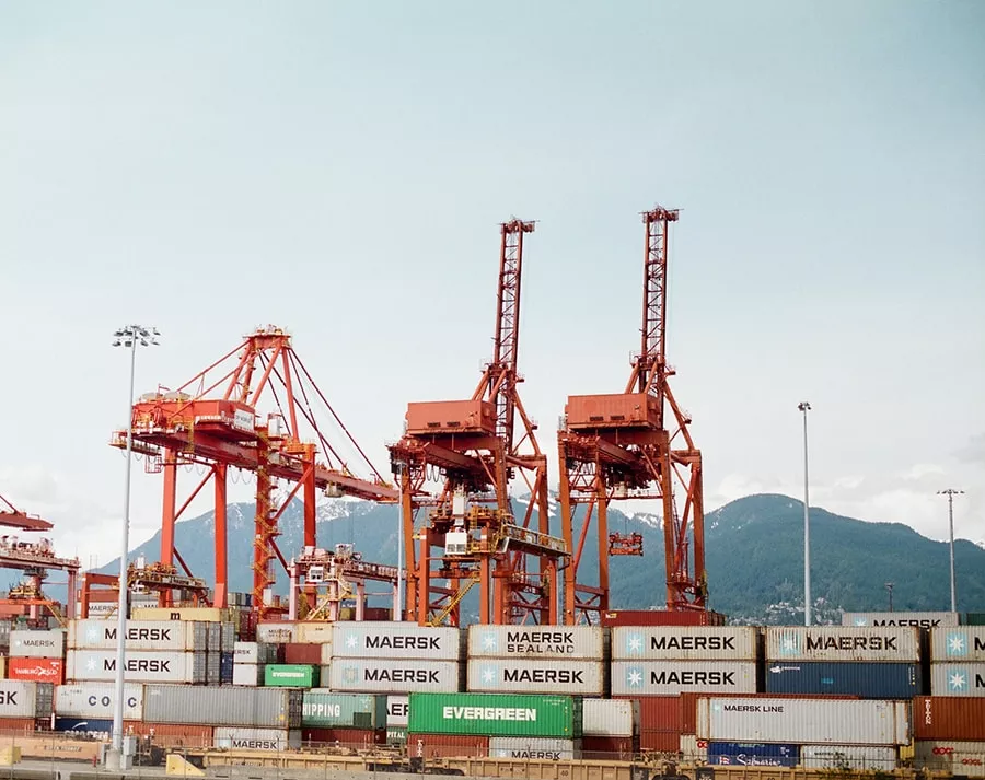 Large cranes at a container dock yard