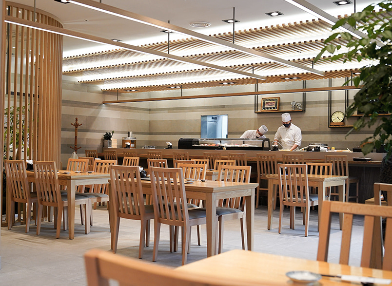 Tables in a nice cafe